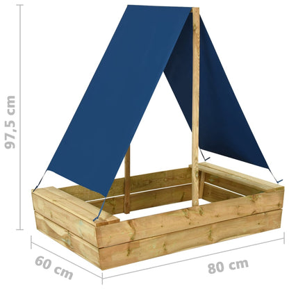 Sandkasten Mit Dach 80X60X97,5 Cm Imprägniertes Kiefernholz