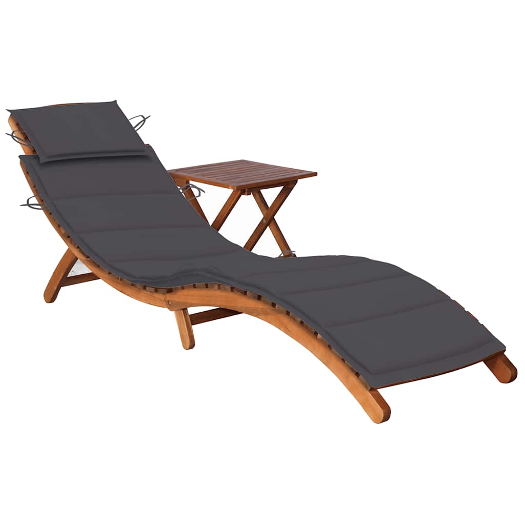 Sonnenliege Mit Tisch Und Auflage Massivholz Akazie