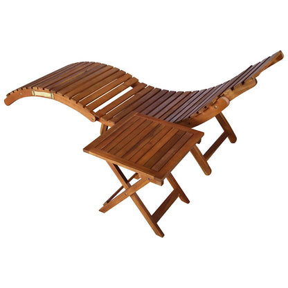 Sonnenliege Mit Tisch Und Auflage Massivholz Akazie