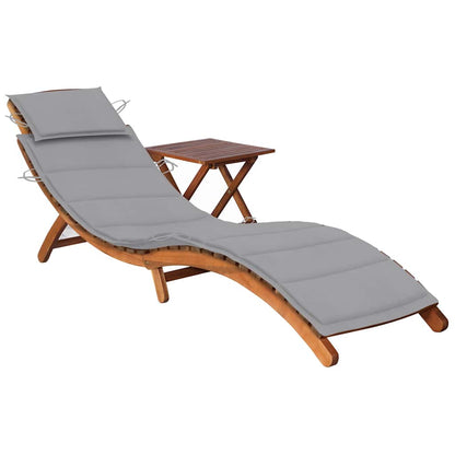 Sonnenliege Mit Tisch Und Auflage Massivholz Akazie