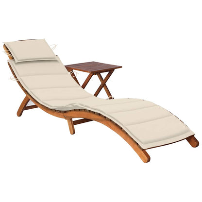Sonnenliege Mit Tisch Und Auflage Massivholz Akazie