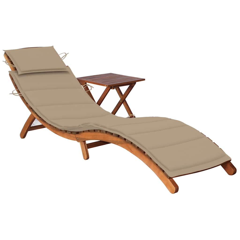 Sonnenliege Mit Tisch Und Auflage Massivholz Akazie