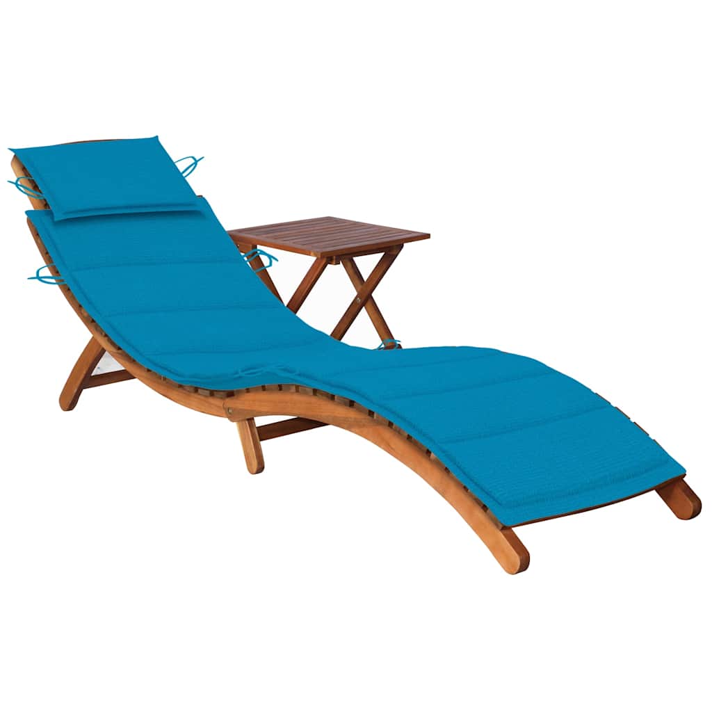 Sonnenliege Mit Tisch Und Auflage Massivholz Akazie