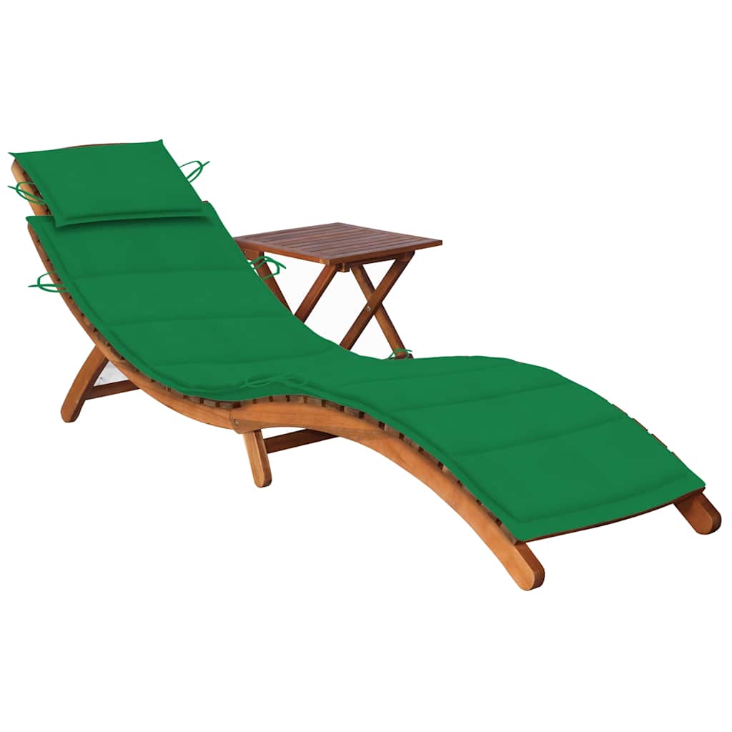 Sonnenliege Mit Tisch Und Auflage Massivholz Akazie