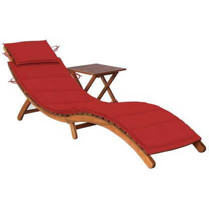 Sonnenliege Mit Tisch Und Auflage Massivholz Akazie