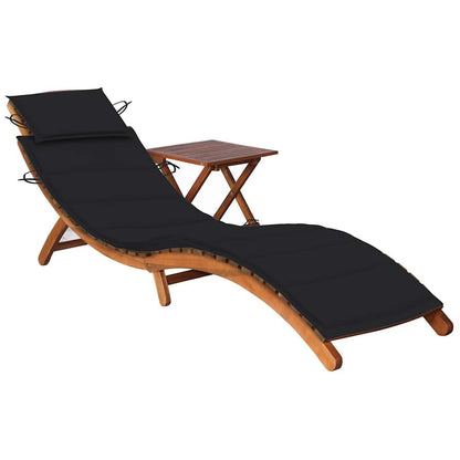Sonnenliege Mit Tisch Und Auflage Massivholz Akazie