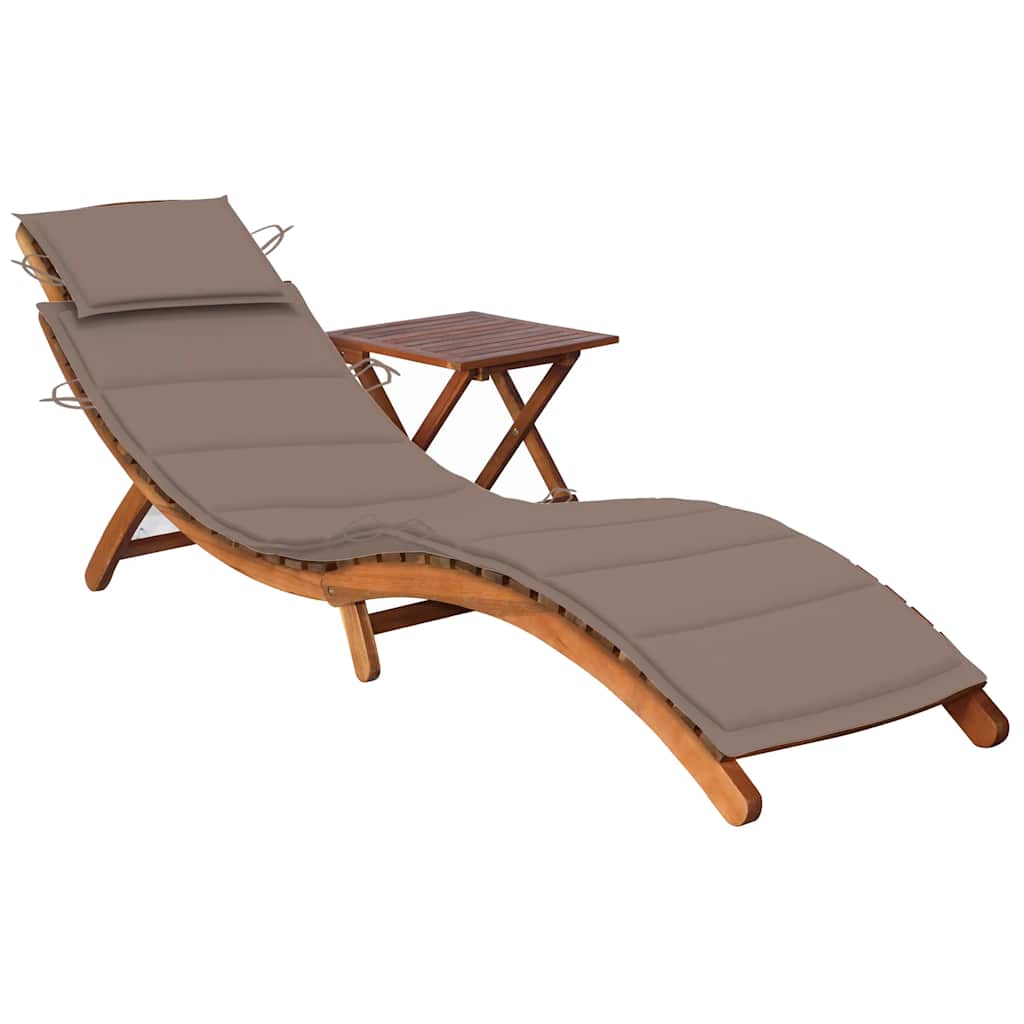 Sonnenliege Mit Tisch Und Auflage Massivholz Akazie