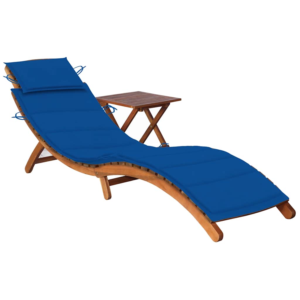 Sonnenliege Mit Tisch Und Auflage Massivholz Akazie