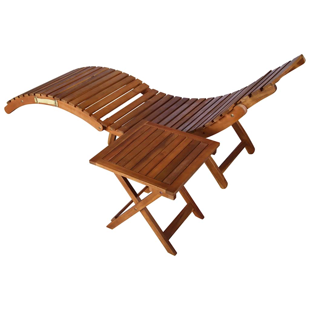Sonnenliege Mit Tisch Und Auflage Massivholz Akazie
