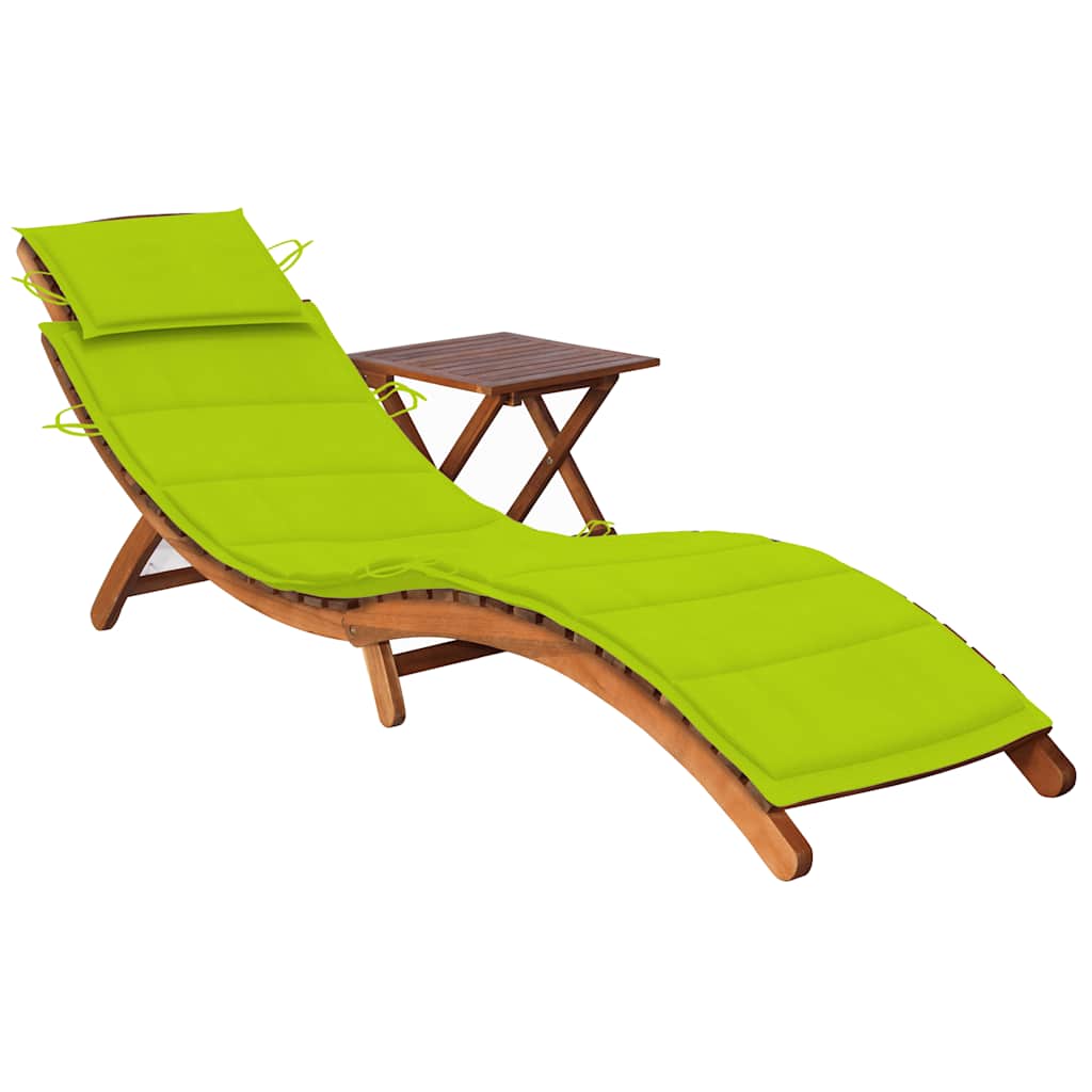Sonnenliege Mit Tisch Und Auflage Massivholz Akazie