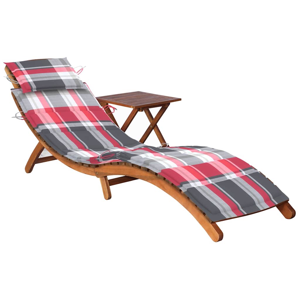 Sonnenliege Mit Tisch Und Auflage Massivholz Akazie