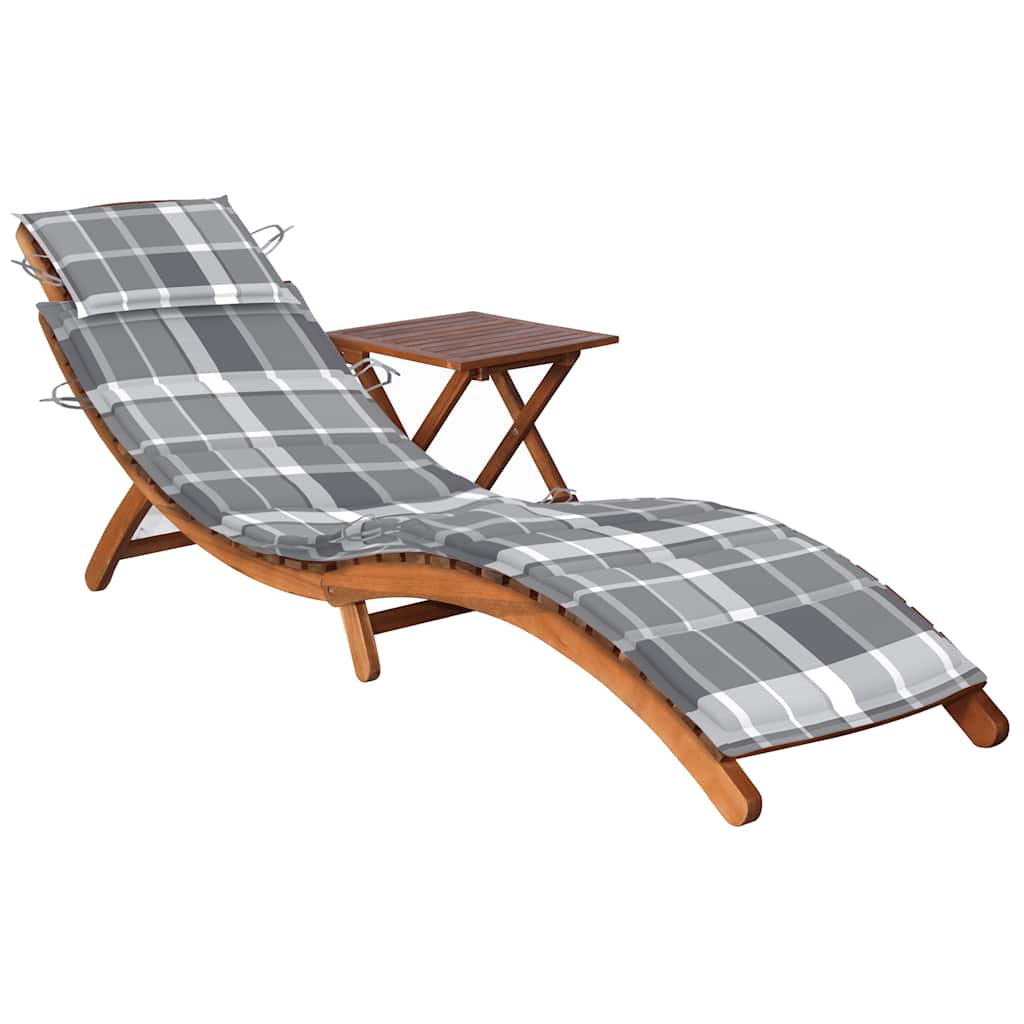 Sonnenliege Mit Tisch Und Auflage Massivholz Akazie