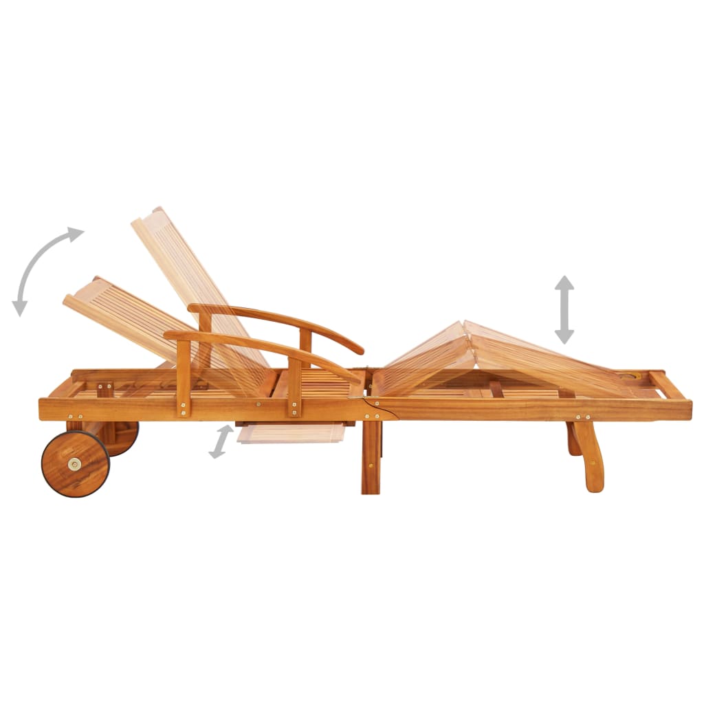 Sonnenliege Mit Tisch Und Auflage Akazie Massivholz