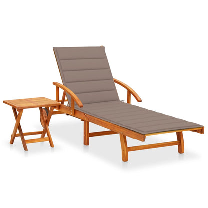 Sonnenliege Mit Tisch Und Auflage Akazie Massivholz