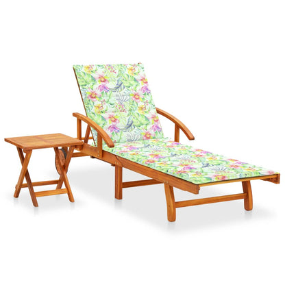 Sonnenliege Mit Tisch Und Auflage Akazie Massivholz