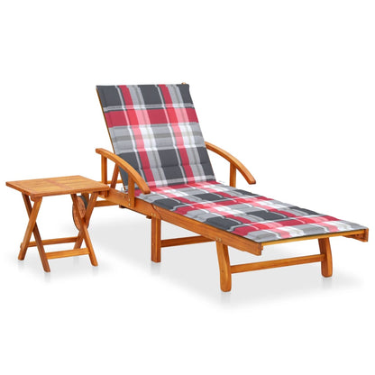 Sonnenliege Mit Tisch Und Auflage Akazie Massivholz