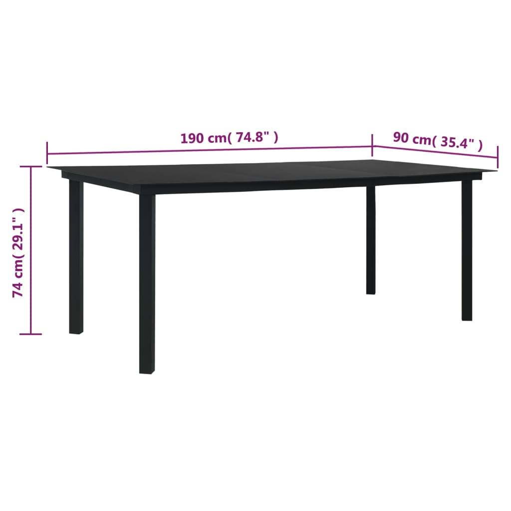 7-Tlg. Garten-Essgruppe Schwarz Pvc-Rattan