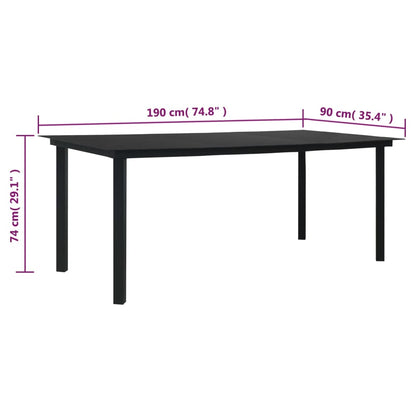 7-Tlg. Garten-Essgruppe Schwarz Pvc-Rattan