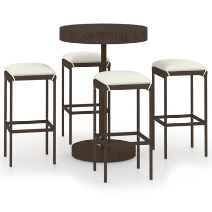 5-Tlg. Gartenbar-Set Mit Kissen Poly Rattan
