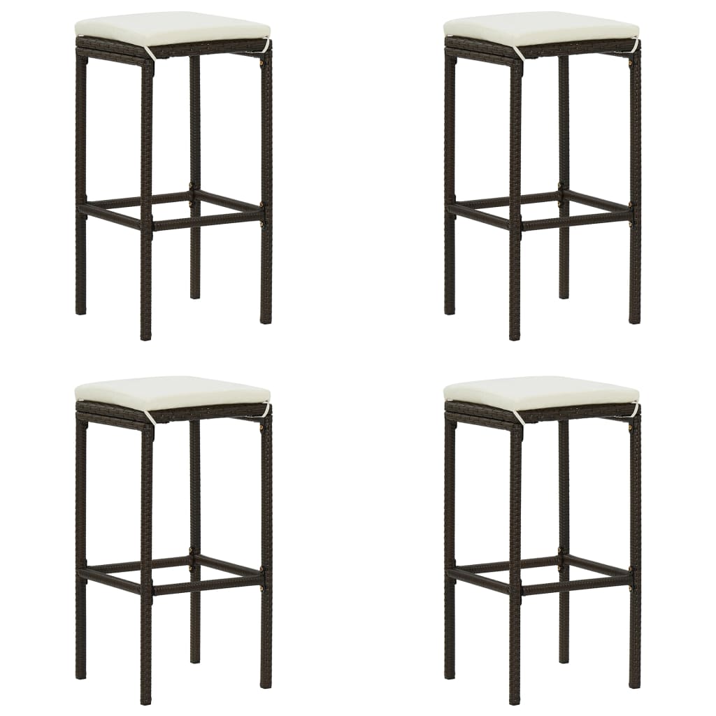 5-Tlg. Gartenbar-Set Mit Kissen Poly Rattan