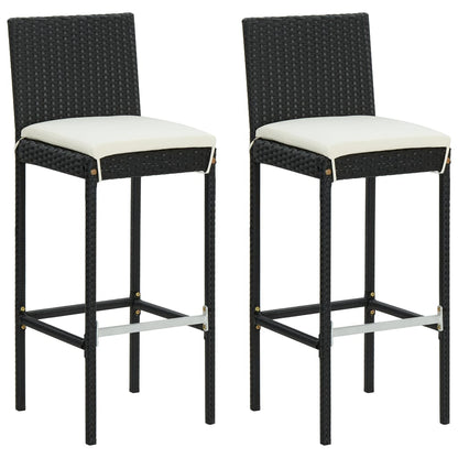 3-Tlg. Gartenbar-Set Mit Kissen Poly Rattan