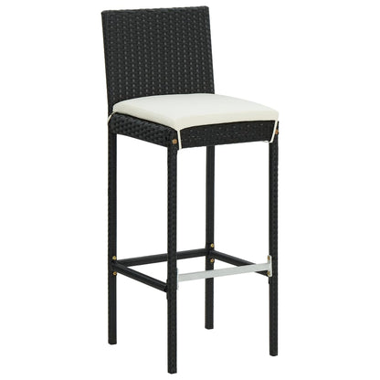 3-Tlg. Gartenbar-Set Mit Kissen Poly Rattan
