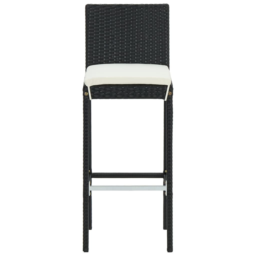 3-Tlg. Gartenbar-Set Mit Kissen Poly Rattan