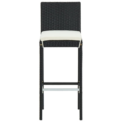 3-Tlg. Gartenbar-Set Mit Kissen Poly Rattan