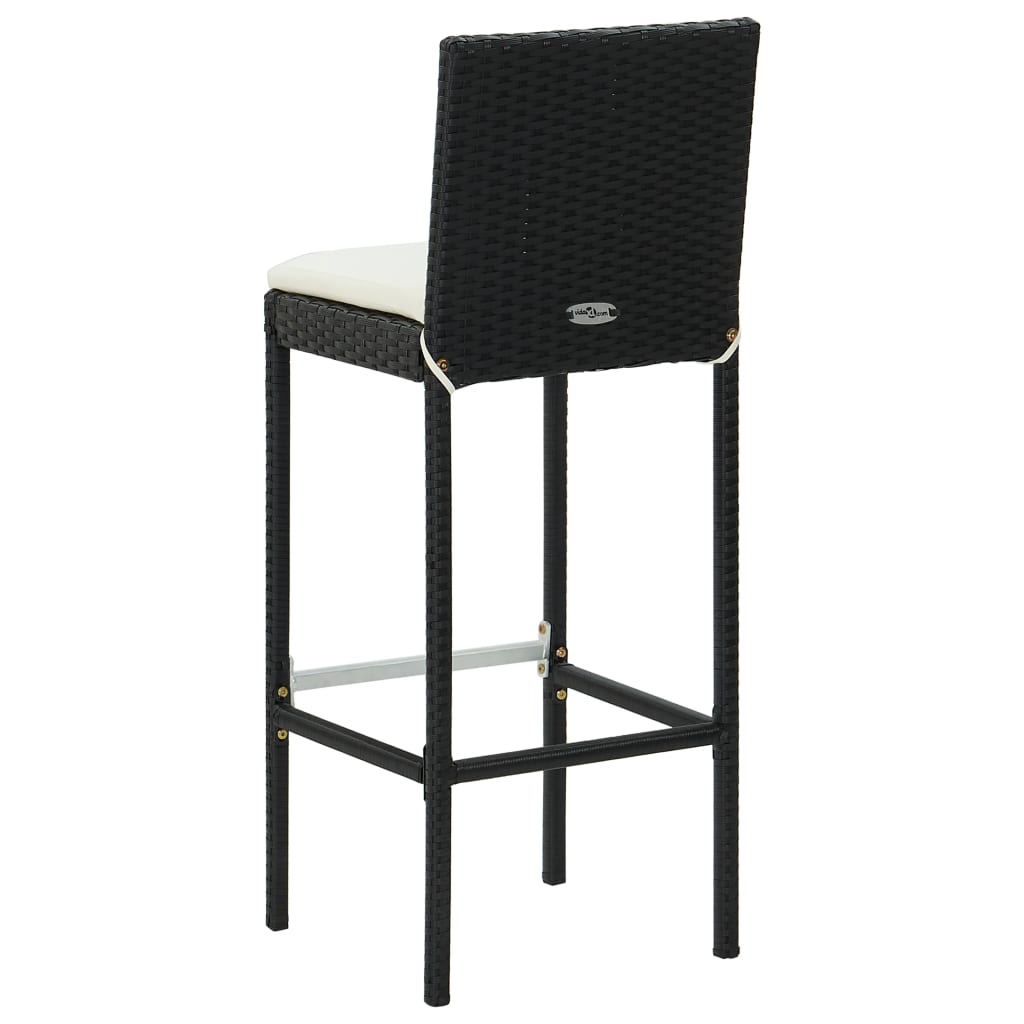 3-Tlg. Gartenbar-Set Mit Kissen Poly Rattan