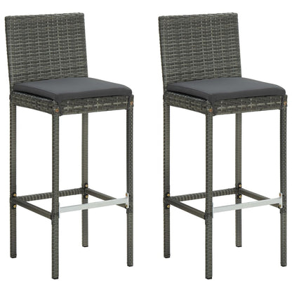 3-Tlg. Gartenbar-Set Mit Kissen Poly Rattan