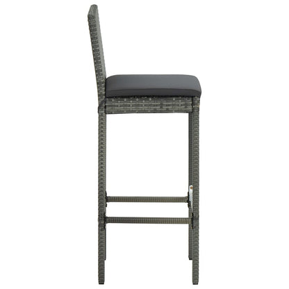 3-Tlg. Gartenbar-Set Mit Kissen Poly Rattan
