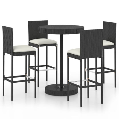 5-Tlg. Gartenbar-Set Mit Kissen Poly Rattan