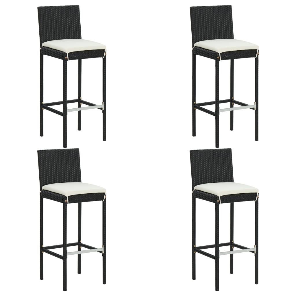 5-Tlg. Gartenbar-Set Mit Kissen Poly Rattan