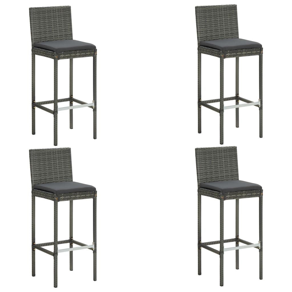 5-Tlg. Gartenbar-Set Mit Kissen Poly Rattan