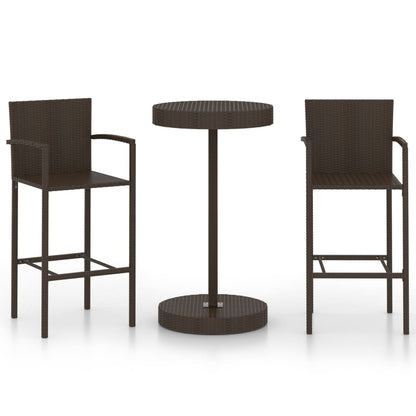 3-Tlg. Gartenbar-Set Poly Rattan