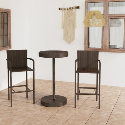 3-Tlg. Gartenbar-Set Poly Rattan