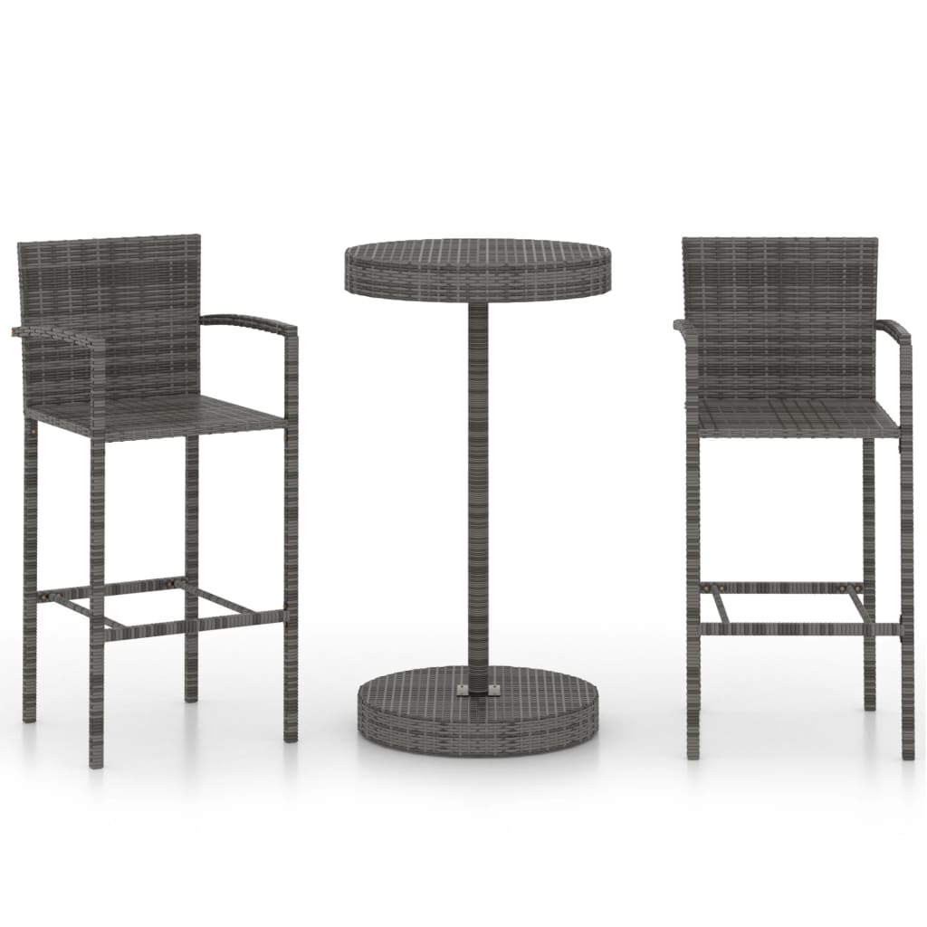 3-Tlg. Gartenbar-Set Poly Rattan