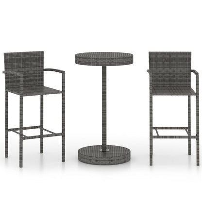 3-Tlg. Gartenbar-Set Poly Rattan