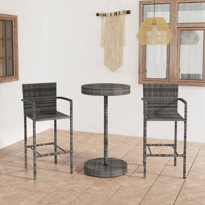 3-Tlg. Gartenbar-Set Poly Rattan