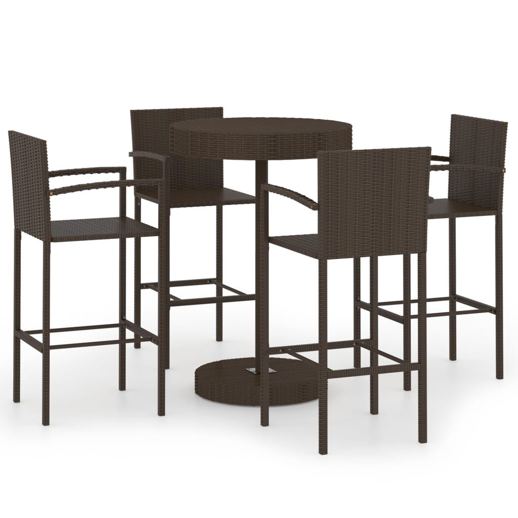 5-Tlg. Gartenbar-Set Poly Rattan