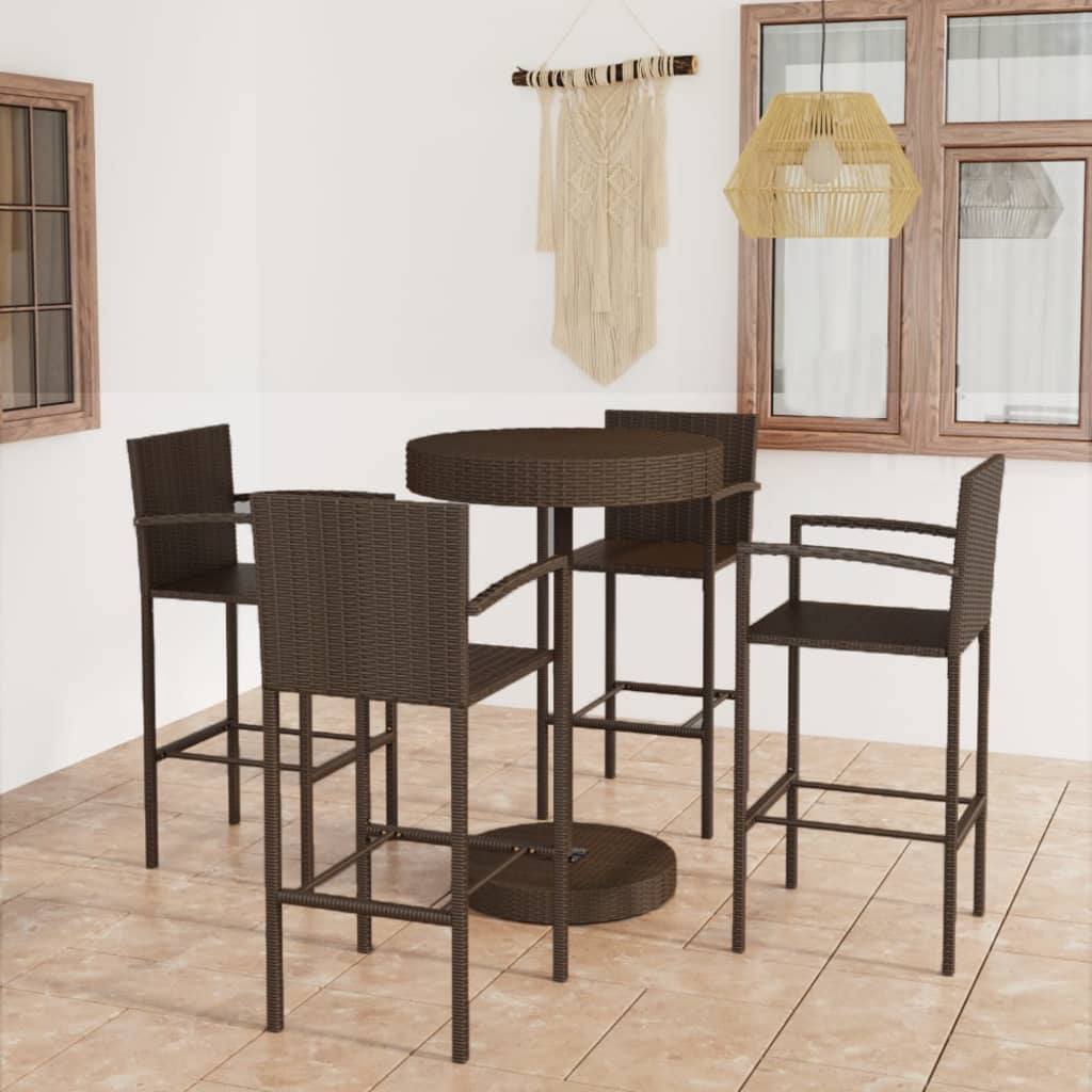 5-Tlg. Gartenbar-Set Poly Rattan