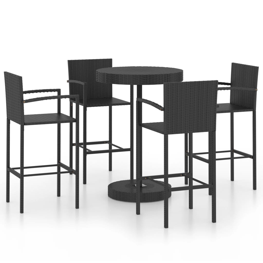 5-Tlg. Gartenbar-Set Poly Rattan