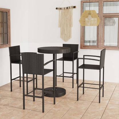 5-Tlg. Gartenbar-Set Poly Rattan