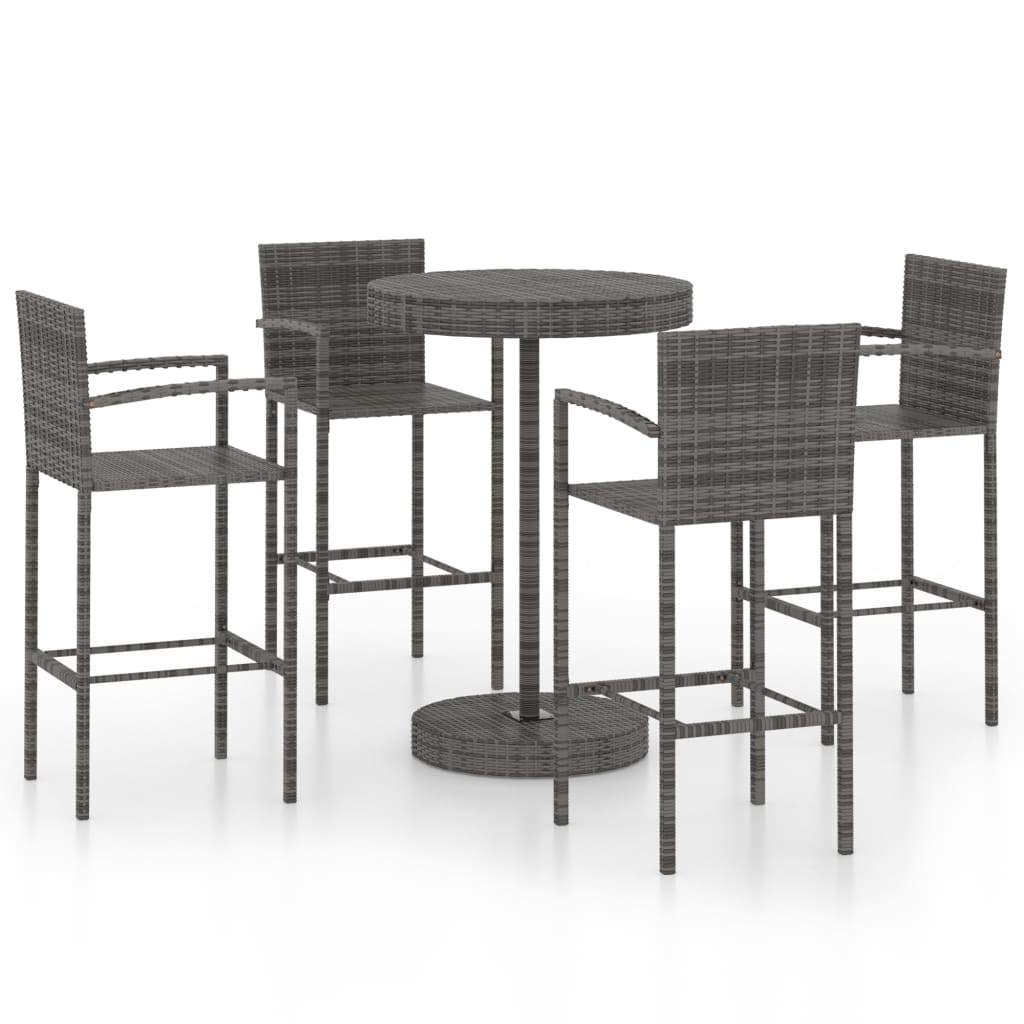 5-Tlg. Gartenbar-Set Poly Rattan