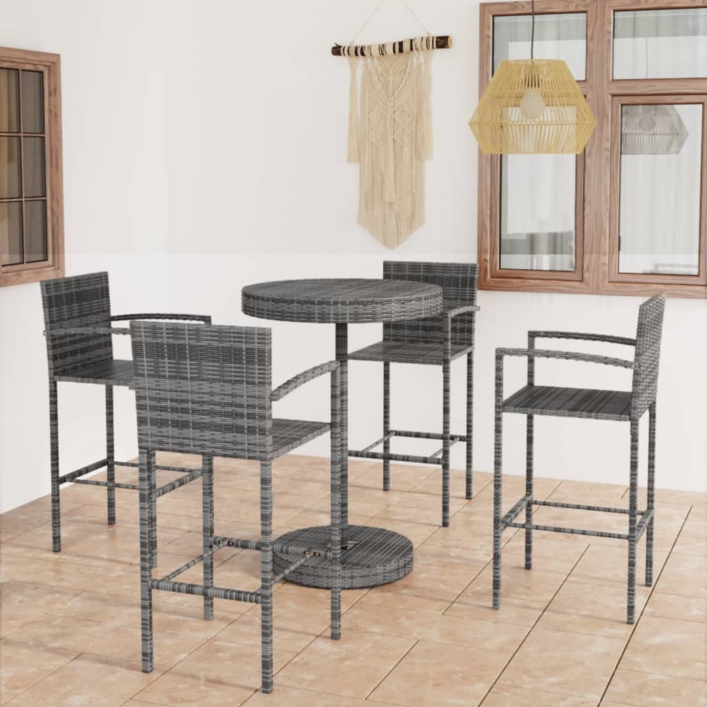 5-Tlg. Gartenbar-Set Poly Rattan