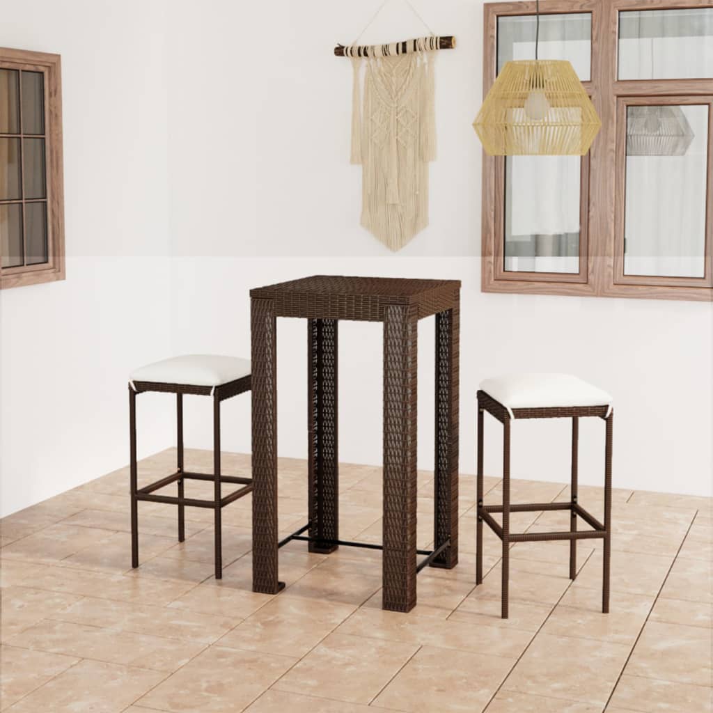 5-Tlg. Gartenbar-Set Mit Kissen Poly Rattan