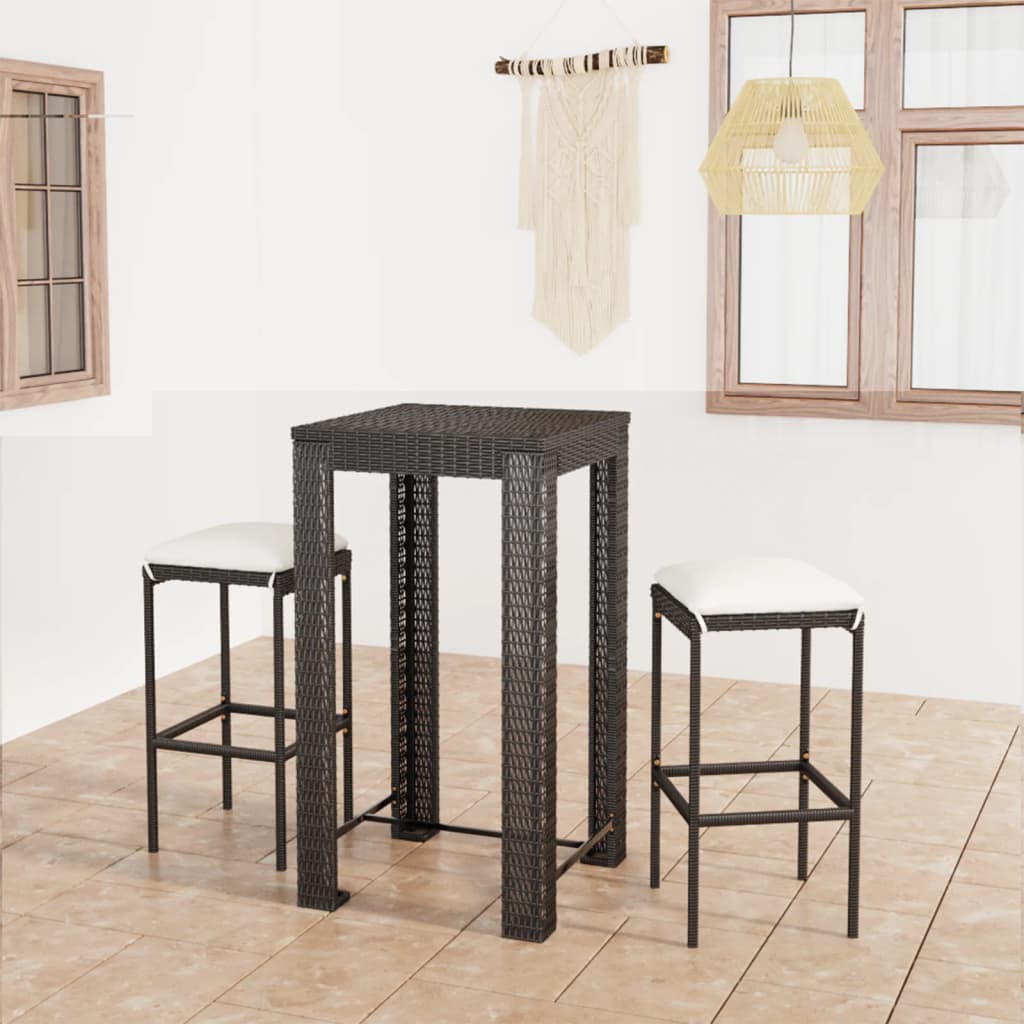 5-Tlg. Gartenbar-Set Mit Kissen Poly Rattan