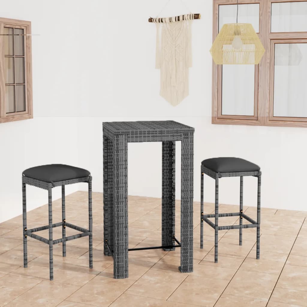 5-Tlg. Gartenbar-Set Mit Kissen Poly Rattan