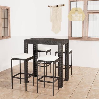 5-Tlg. Gartenbar-Set Mit Kissen Poly Rattan