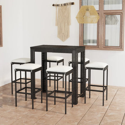 5-Tlg. Gartenbar-Set Mit Kissen Poly Rattan